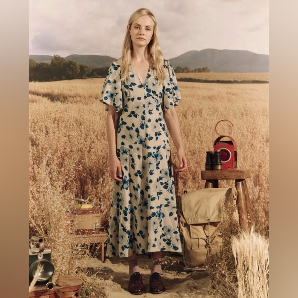 THE GREAT. Crescent Dress in Deep Meadow Floral Size 0